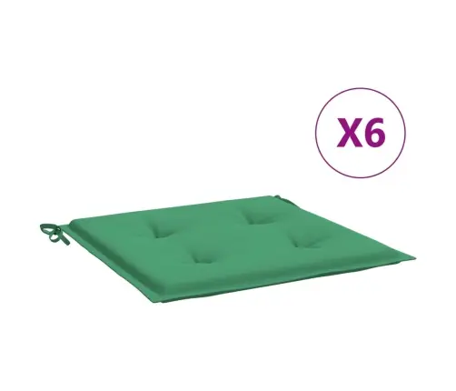 Dārza Krēslu Spilveni, 6 Gab., Zaļi, 50X50X3 Cm, Audums Vidaxl
