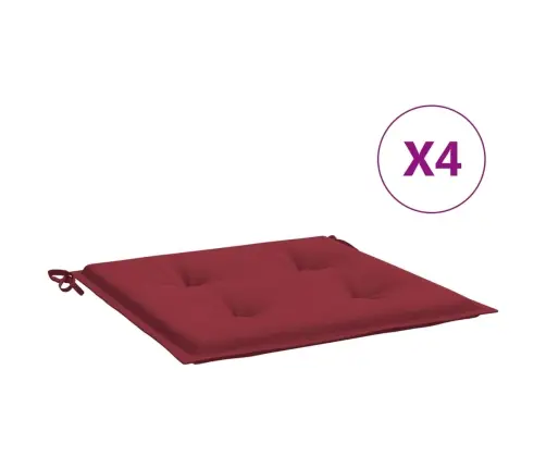 Dārza Krēslu Spilveni, 4 Gab., Vīnsarkani, 50X50X3 Cm, Audums Vidaxl