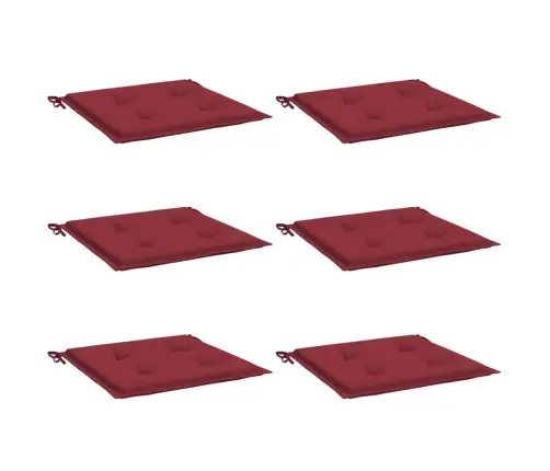 Dārza Krēslu Spilveni, 6 Gab., Vīnsarkani, 50X50X3 Cm, Audums Vidaxl