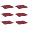Dārza Krēslu Spilveni, 6 Gab., Vīnsarkani, 50X50X3 Cm, Audums Vidaxl