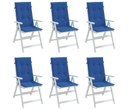 Dārza Krēslu Spilveni, 6 Gab., Koši Zili, 120X50X3 Cm, Audums Vidaxl