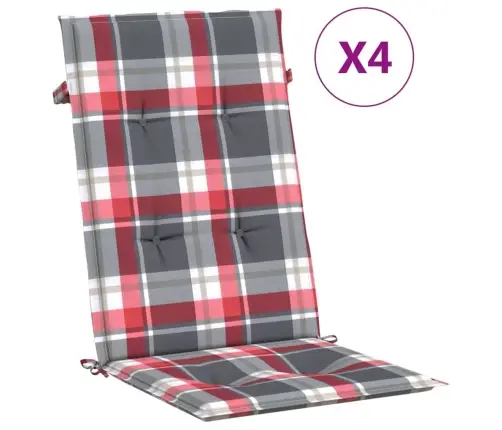 Dārza Krēslu Spilveni, 4 Gab., Sarkani Četrstūri, 120X50X3 Cm Vidaxl