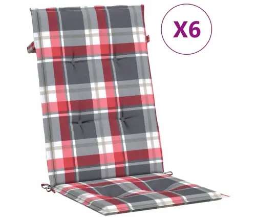Kõrge Seljatoega Toolipadjad 6 Tk, Ruudud, 120X50X3 cm Kangas