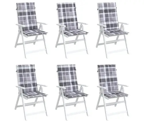 Kõrge Seljatoega Toolipadjad 6 Tk, Ruudud, 120X50X3 cm Kangas