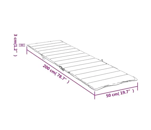 Sauļošanās Krēsla Matracis, 200X50X3 Cm, Audums, Pelēks Vidaxl