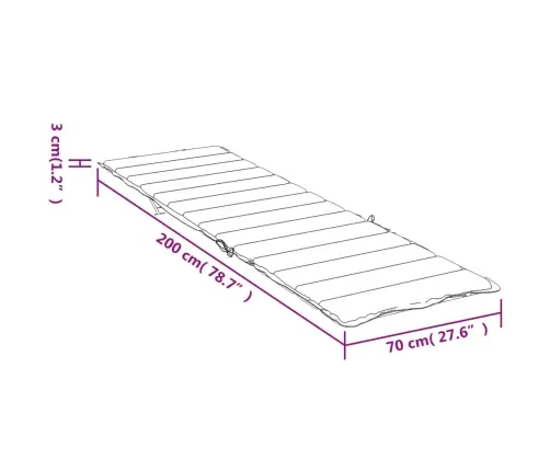 Sauļošanās Krēsla Matracis, 200X70X3 Cm, Audums, Koši Zils Vidaxl