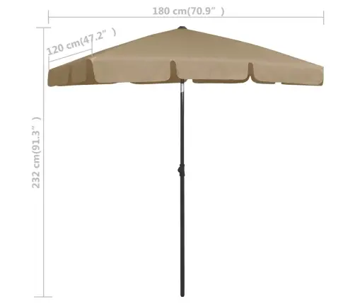 Pludmales Saulessargs, 180X120 Cm, Pelēkbrūns Vidaxl