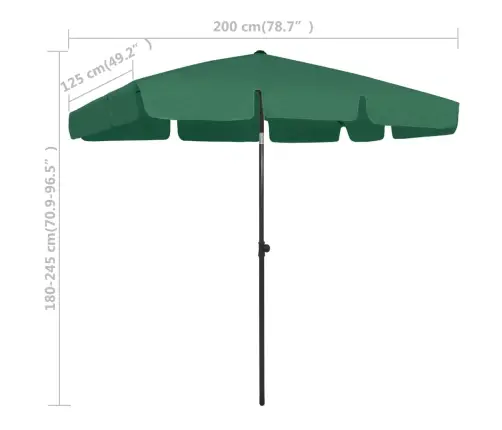 Pludmales Saulessargs, 200X125 Cm, Zaļš Vidaxl