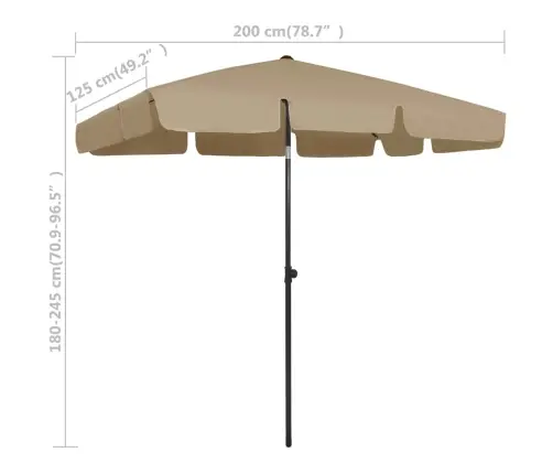 Pludmales Saulessargs, 200X125 Cm, Pelēkbrūns Vidaxl