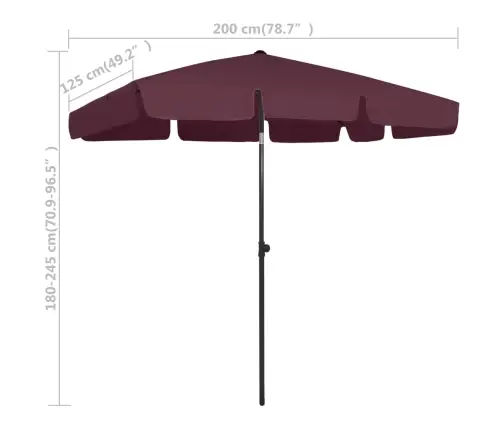 Pludmales Saulessargs, 200X125 Cm, Vīnsarkans Vidaxl