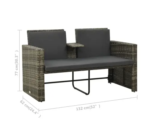 Sodo Komplektas Su Pagalvėlėmis, 3 Dalių, Pilkas, Poliratanas