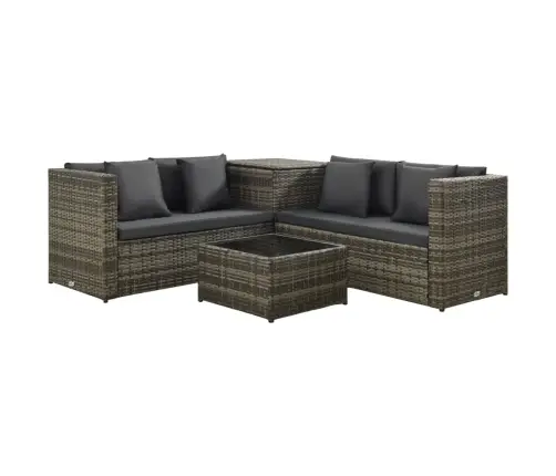 4-Osaline Aiamööblikomplekt Patjadega, Hall, Polürotang