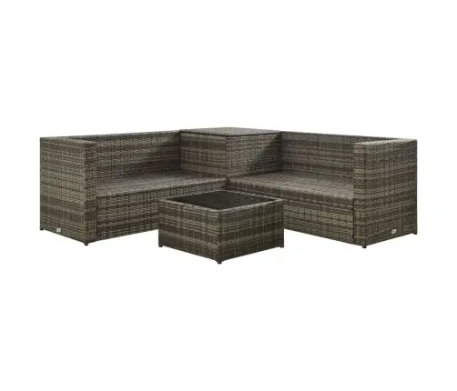 4-Osaline Aiamööblikomplekt Patjadega, Hall, Polürotang