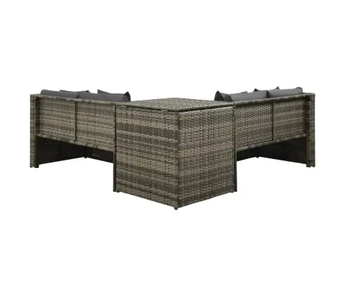 4-Osaline Aiamööblikomplekt Patjadega, Hall, Polürotang