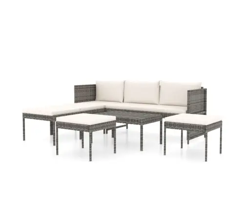 6-Daļīgs Dārza Mēbeļu Komplekts Ar Matračiem, Pe Rotangpalma Vidaxl