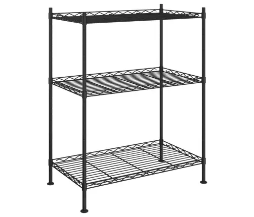 Lentyna Daiktams, 3 Aukštų, Juodos Spalvos, 60X35X76cm 150Kg