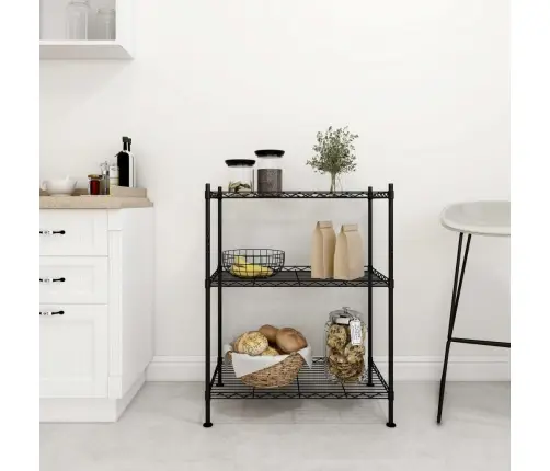 Lentyna Daiktams, 3 Aukštų, Juodos Spalvos, 60X35X76cm 150Kg