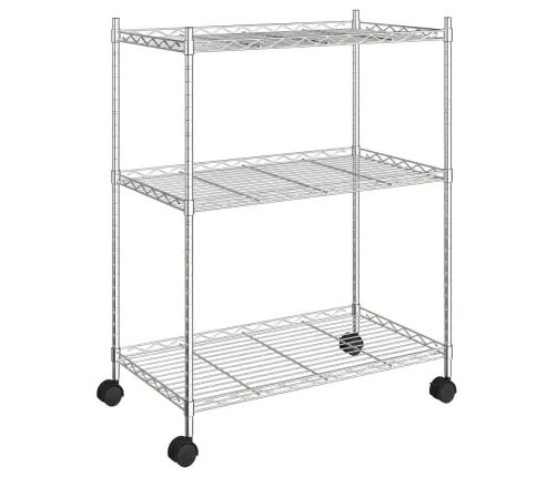 3-Korruseline Hoiuriiul Ratastega 60X35X81 Cm Männipuit 150 Kg