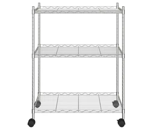 3-Korruseline Hoiuriiul Ratastega 60X35X81 Cm Männipuit 150 Kg