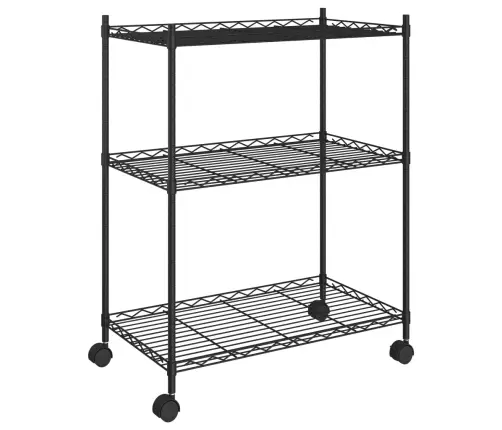 Lentyna Daiktams Su Ratukais, 3 Aukštų, Juoda, 60X35X81Cm