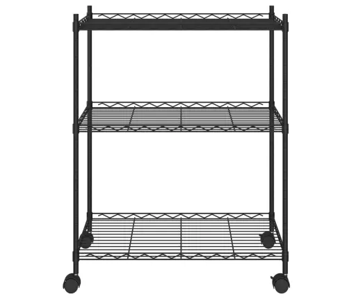 Lentyna Daiktams Su Ratukais, 3 Aukštų, Juoda, 60X35X81Cm