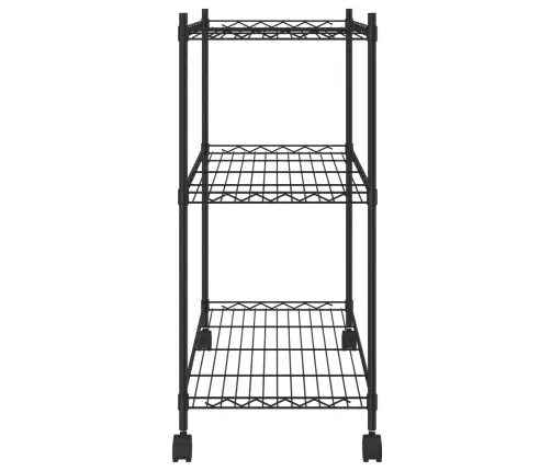 Lentyna Daiktams Su Ratukais, 3 Aukštų, Juoda, 60X35X81Cm