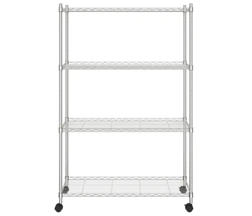 4 Līmeņu Plaukts Ar Riteņiem, 90X35X142 Cm, Hromēts, 200 Kg Vidaxl