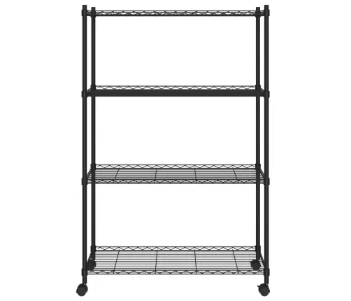 4 Līmeņu Glabāšanas Plaukts Ar Riteņiem, Melns, 90X35X142 Cm Vidaxl