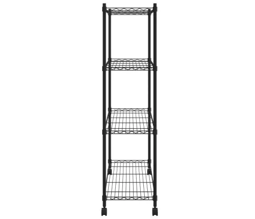 4 Līmeņu Glabāšanas Plaukts Ar Riteņiem, Melns, 90X35X142 Cm Vidaxl