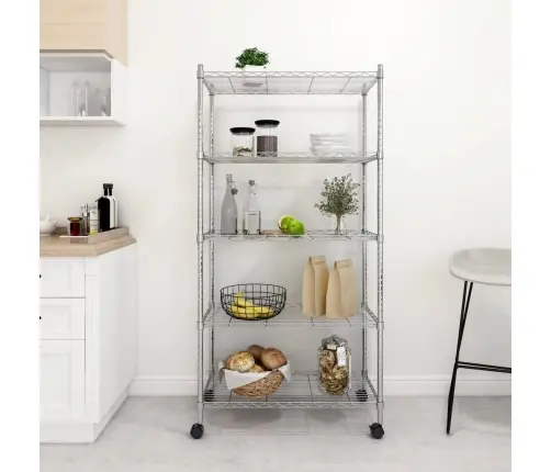 5-Tasandiline Hoiuriiul Ratastega, 75X35X155 cm Kroom, 250 Kg