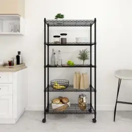 5 Līmeņu Plaukts Ar Riteņiem, 75X35X155 Cm, Melns, 250 Kg Vidaxl