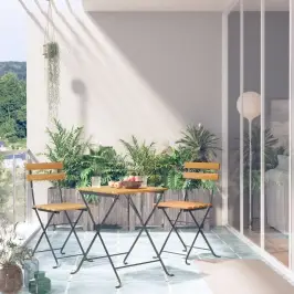 3-Daļīgs Bistro Mēbeļu Komplekts, Saliekams, Akācijas Masīvkoks Vidaxl