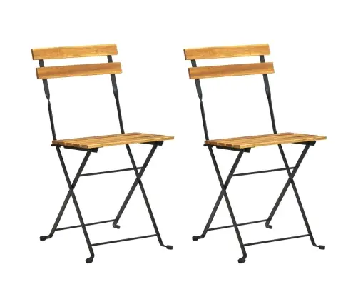 Saliekami Dārza Krēsli, 2 Gab., Tērauds Un Akācijas Masīvkoks Vidaxl