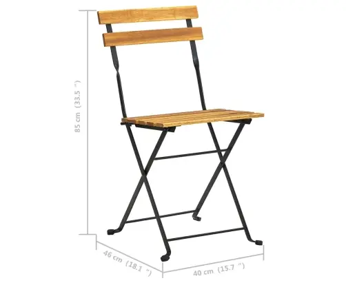 Saliekami Dārza Krēsli, 2 Gab., Tērauds Un Akācijas Masīvkoks Vidaxl