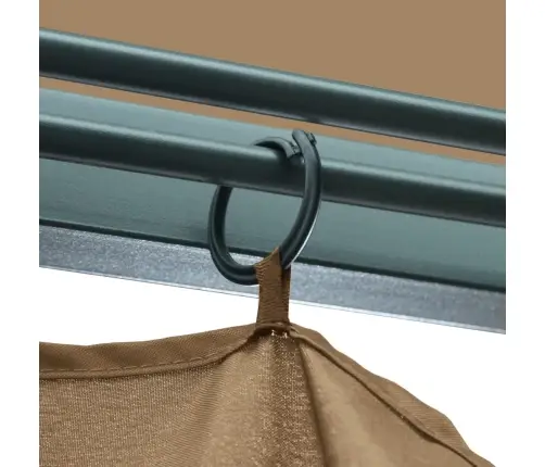 Dārza Nojume Ar Aizkariem, Pelēkbrūna, 300X300 Cm, Alumīnijs Vidaxl