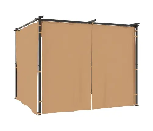 Pavėsinė Su Užuolaidomis, Taupe Spalvos, 3X3M, Plienas