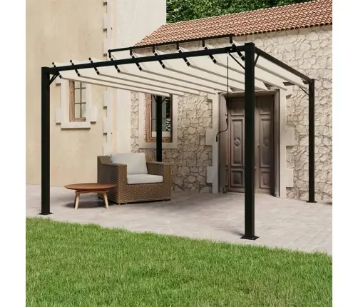 Pavėsinė Su Žaliuzių Stogu, Kreminė, 3X3M, Audinys/Aliuminis