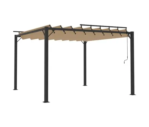 Nojume Ar Žalūziju Jumtu, 3X3 M, Pelēkbrūns Audums, Alumīnijs Vidaxl