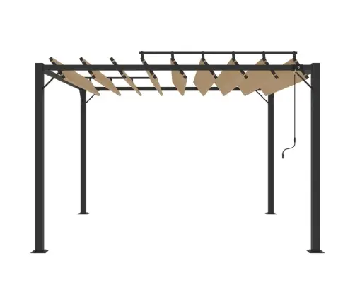 Nojume Ar Žalūziju Jumtu, 3X3 M, Pelēkbrūns Audums, Alumīnijs Vidaxl