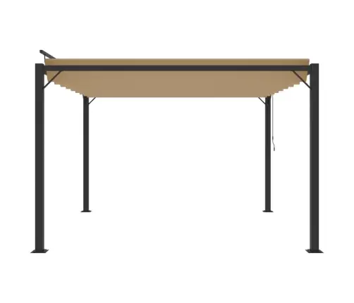 Nojume Ar Žalūziju Jumtu, 3X3 M, Pelēkbrūns Audums, Alumīnijs Vidaxl