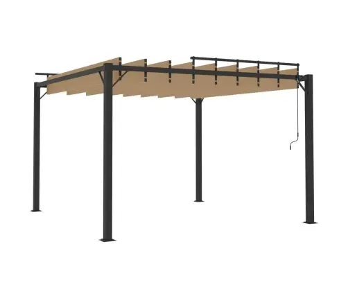 Nojume Ar Žalūziju Jumtu, 3X3 M, Pelēkbrūns Audums, Alumīnijs Vidaxl