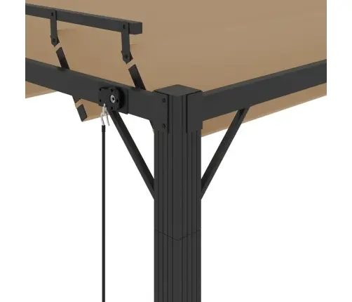 Nojume Ar Žalūziju Jumtu, 3X3 M, Pelēkbrūns Audums, Alumīnijs Vidaxl