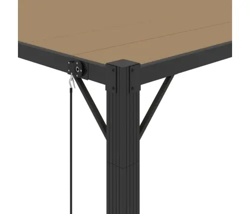 Nojume Ar Žalūziju Jumtu, 3X3 M, Pelēkbrūns Audums, Alumīnijs Vidaxl