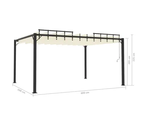 Varjualune, 3X4 M, Kreemjas, Kangas Ja Alumiinium