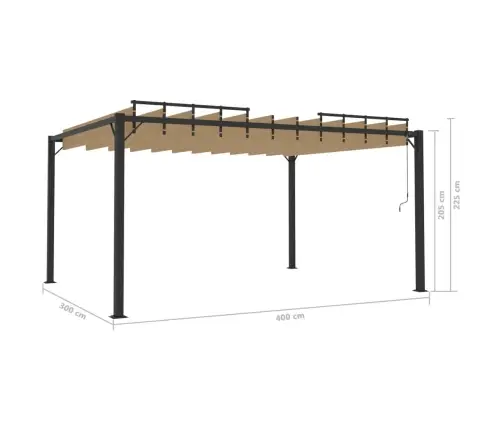 Pavėsinė Su Žaliuzių Stogu, Taupe, 3X4M, Audinys/Aliuminis