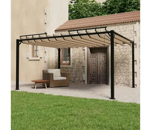 Pavėsinė Su Žaliuzių Stogu, Taupe, 3X4M, Audinys/Aliuminis