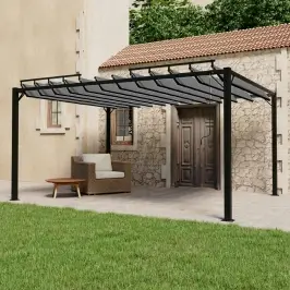 Nojume Ar Žalūziju Jumtu, 3X4 M, Pelēks Audums, Alumīnijs Vidaxl Nojume Ar Žalūziju Jumtu, 3X4 M, Pelēks Audums, Alumīnijs Vidaxl