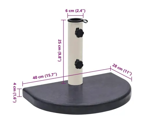 Saulessarga Pamatne, Melna, 40X28X4 Cm, Granīts Vidaxl