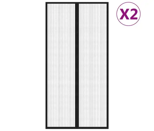 Durvju Moskītu Tīkli, 2 Gab., Ar Magnētiem, 220X100 Cm, Melni Vidaxl