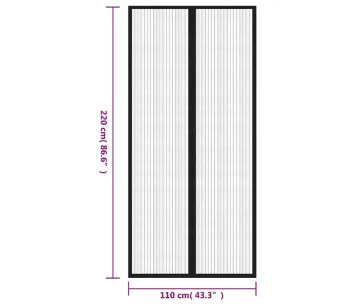 Durvju Moskītu Tīkli, 2 Gab., Ar Magnētiem, 220X110 Cm, Melni Vidaxl